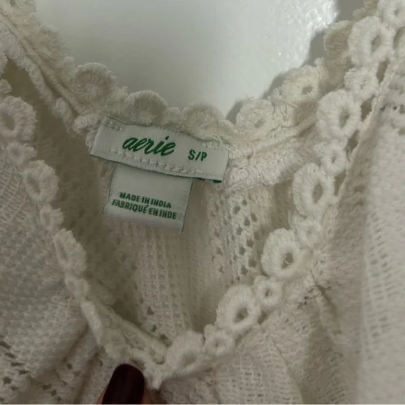 Aerie White Semi Sheer Tropical Floral Lace Beach Cover Up Dress size small NWT - Picture 14 of 16